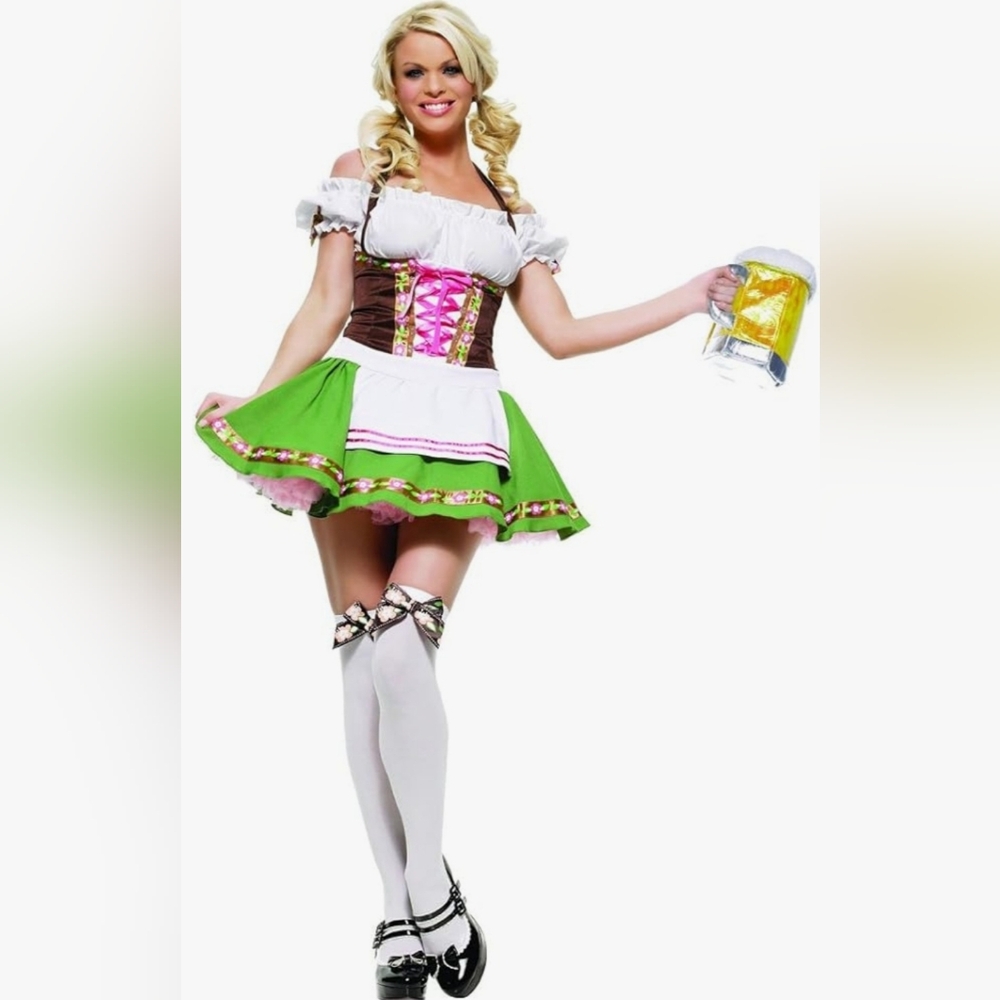 Leg Avenue Green and White Mini Dress